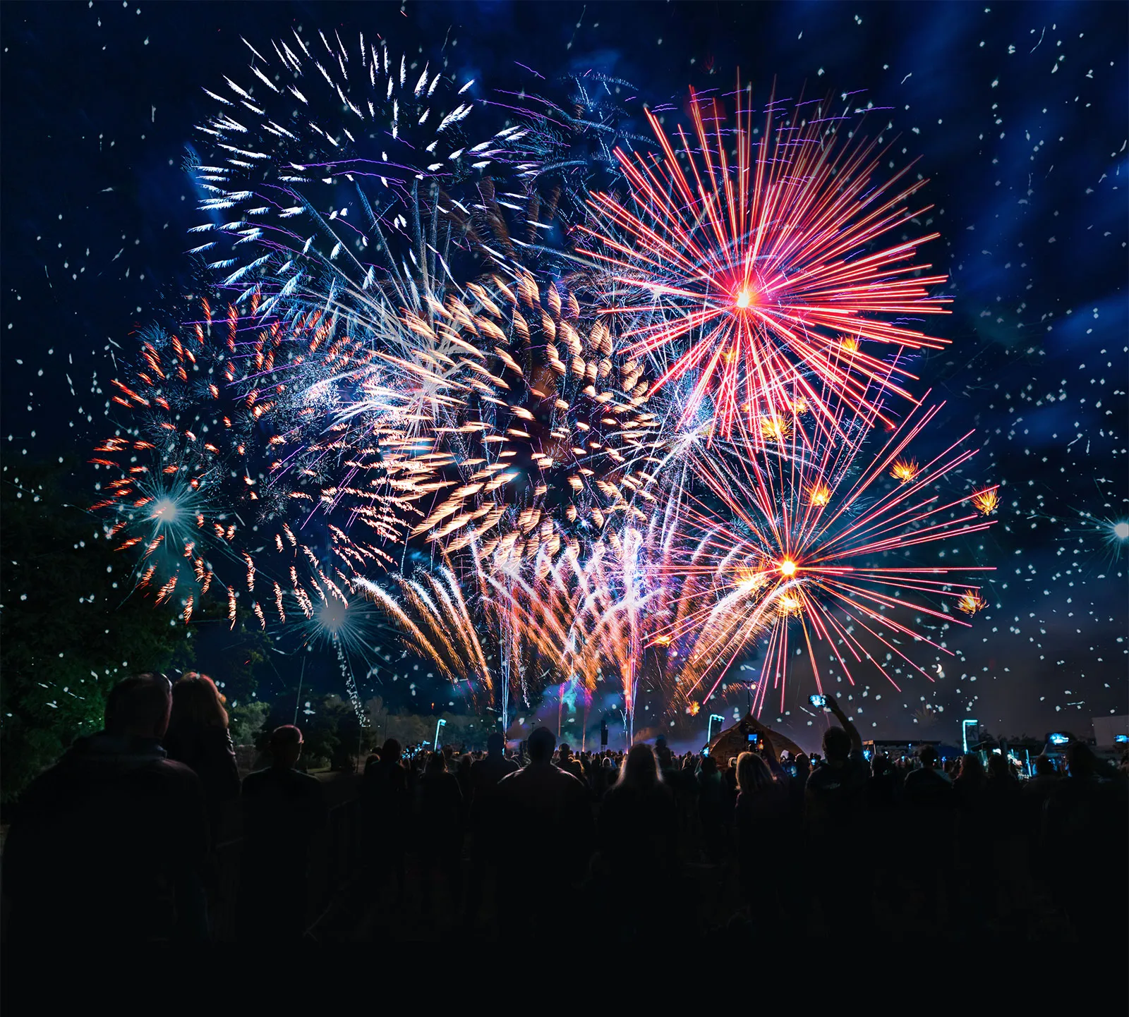 Fireworks over the crowd on Opening Weekend