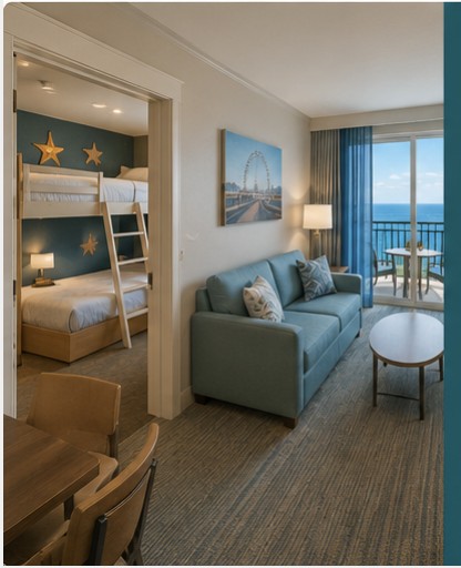 Family Suite with kids' bunk room and living area